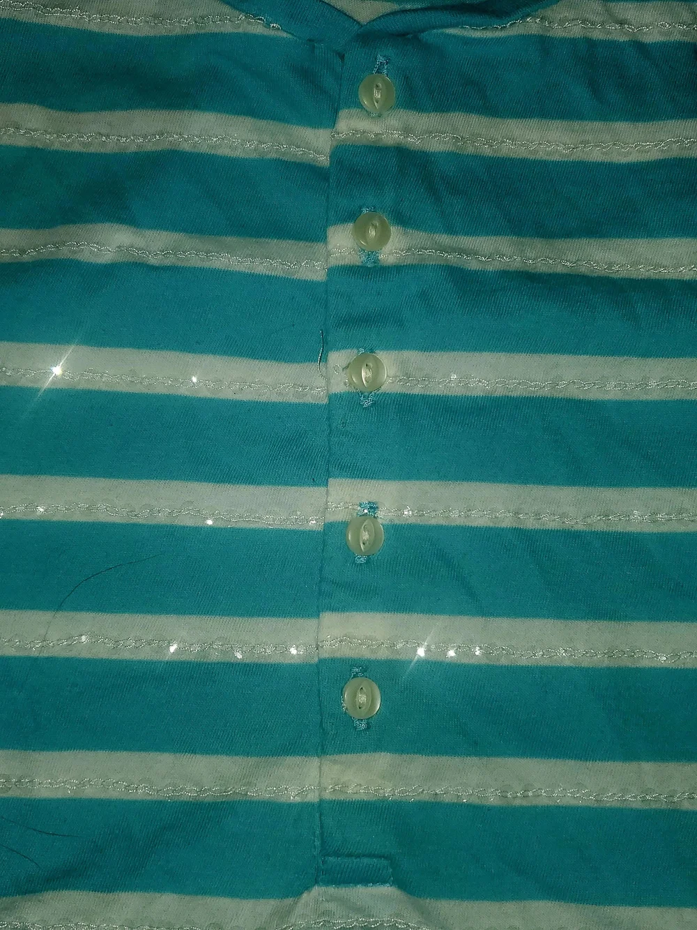 Juniors Ralph Lauren Blue & White Striped & Sequin Racer Back Button Down Tank